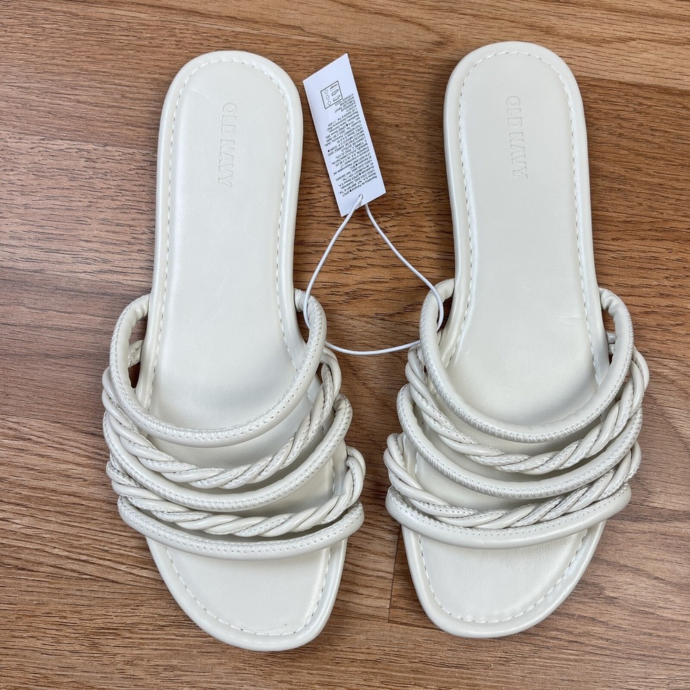 Old Navy Women's Faux Leather Tubular Twist Sandals Size 8.5 Wish Bone‎ NEW